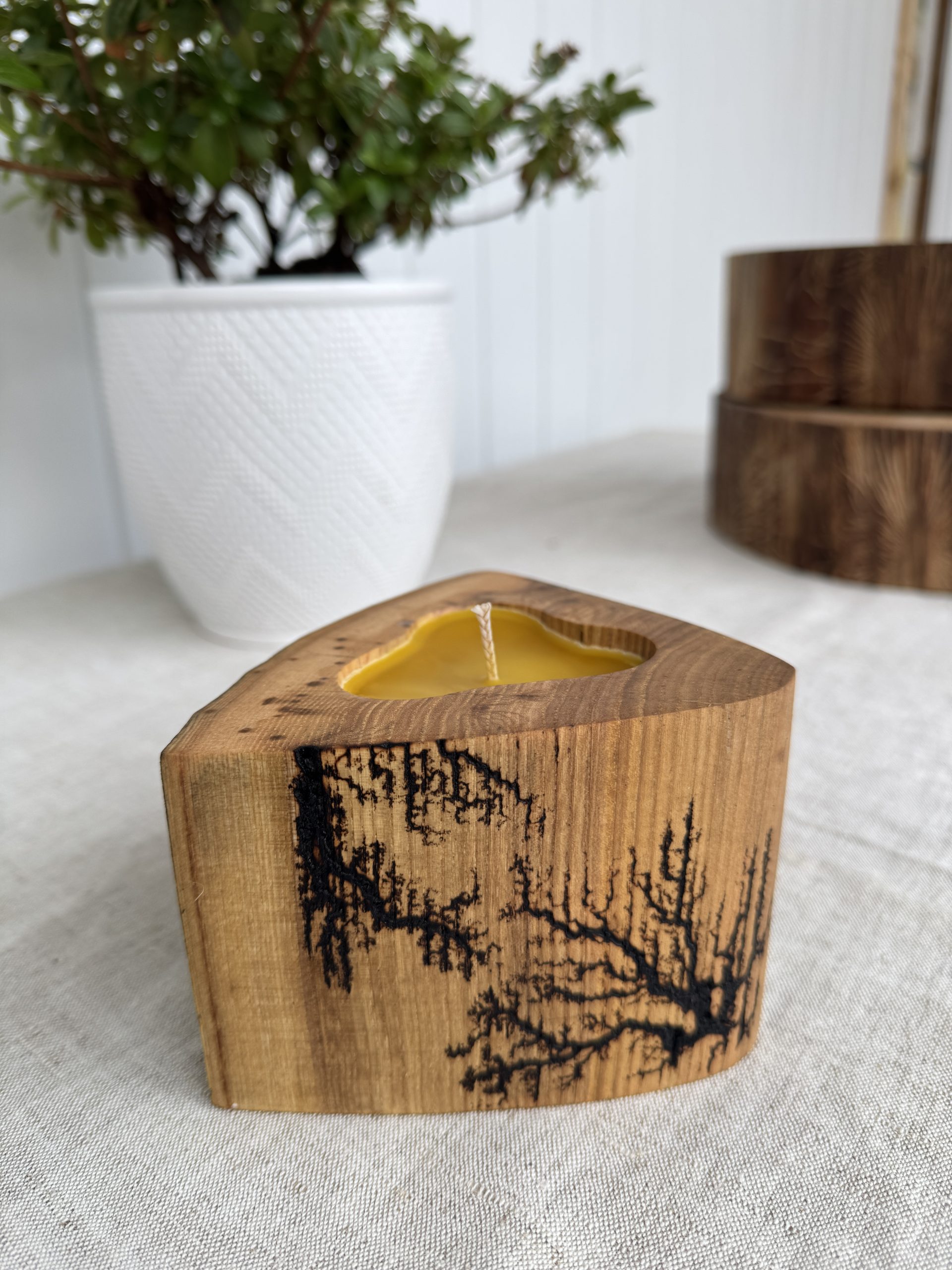 Wooden Beeswax candle