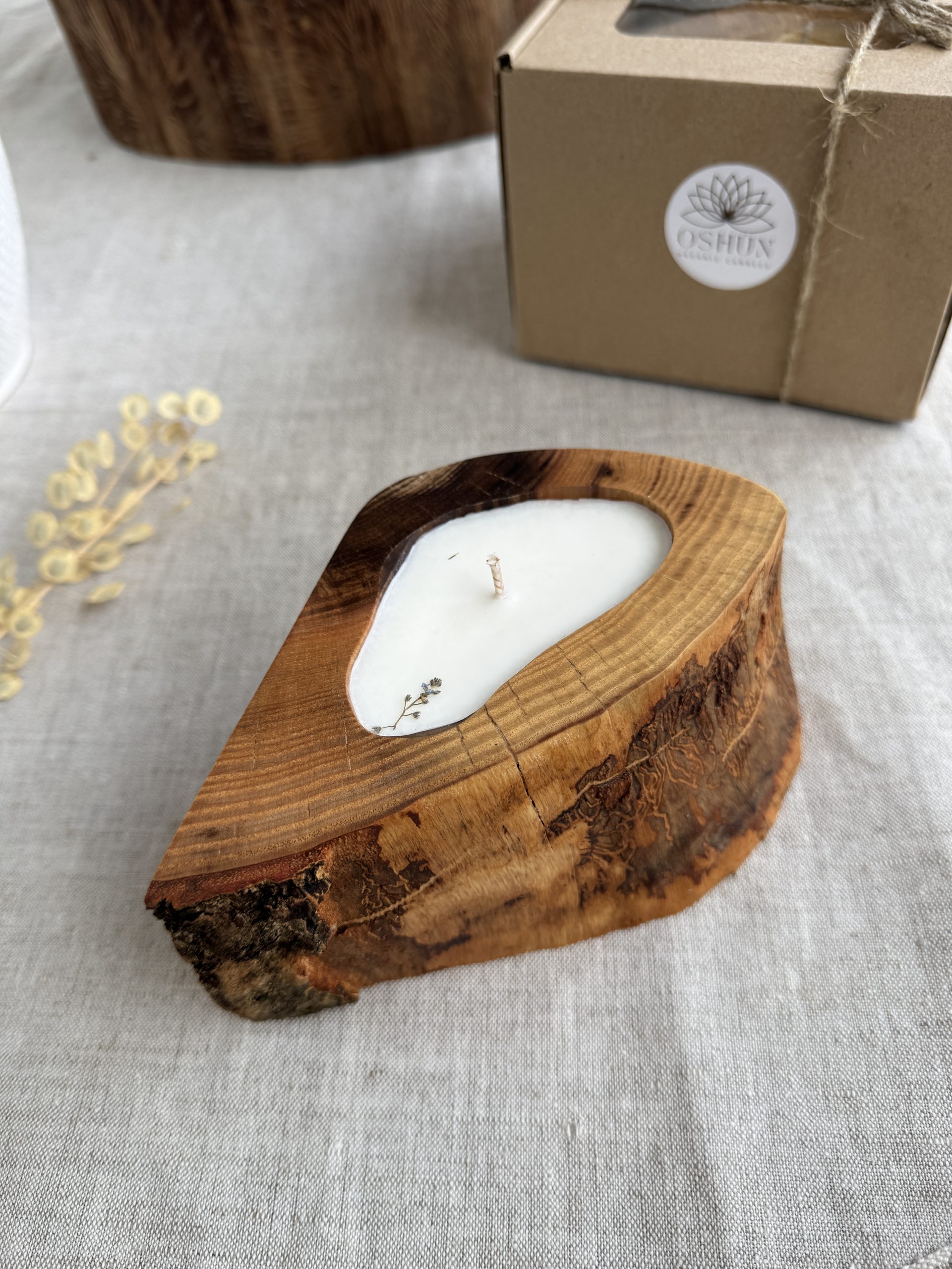 Wooden Candle Natural Edge