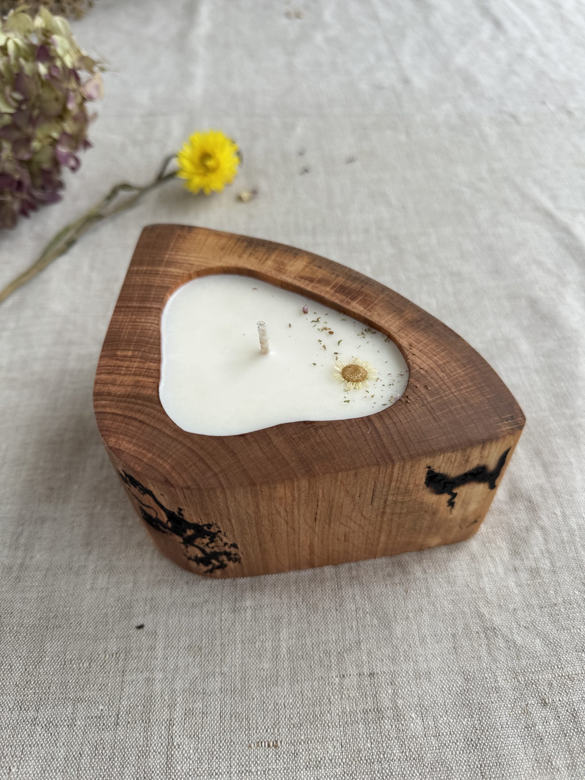 Wooden Candle in Red Adler