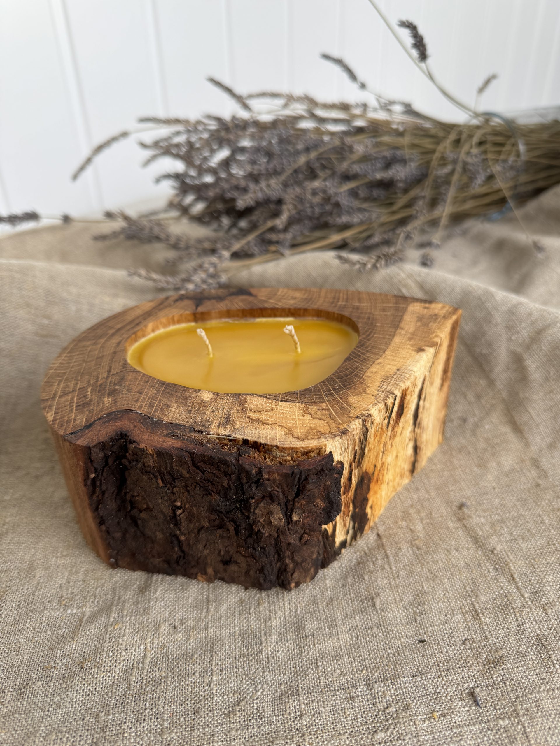 Natural beeswax candle