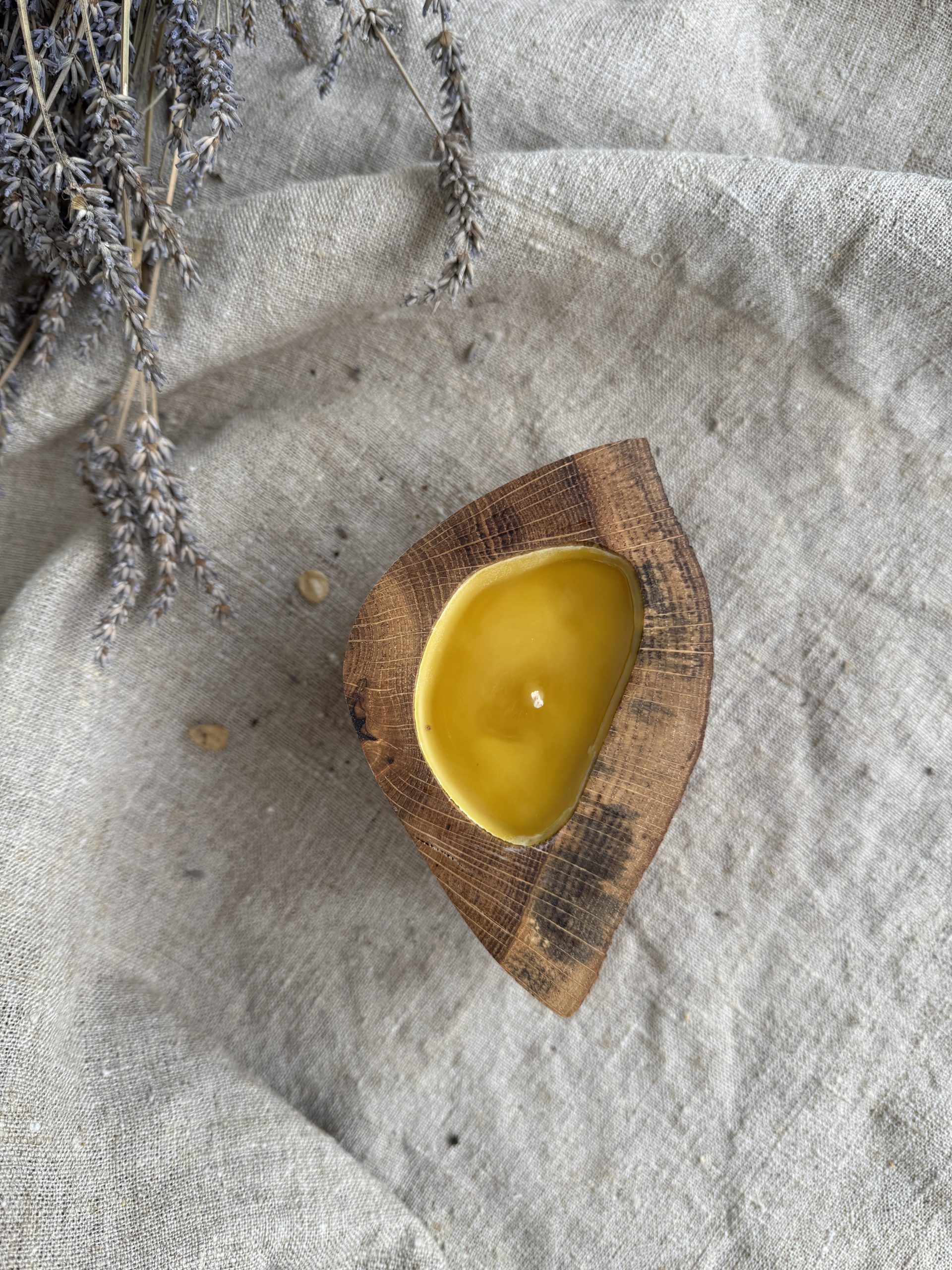 Natural beeswax candle