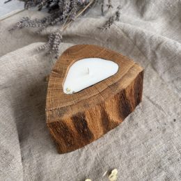Handmade mini melon soy candle in natural oak wood vessel