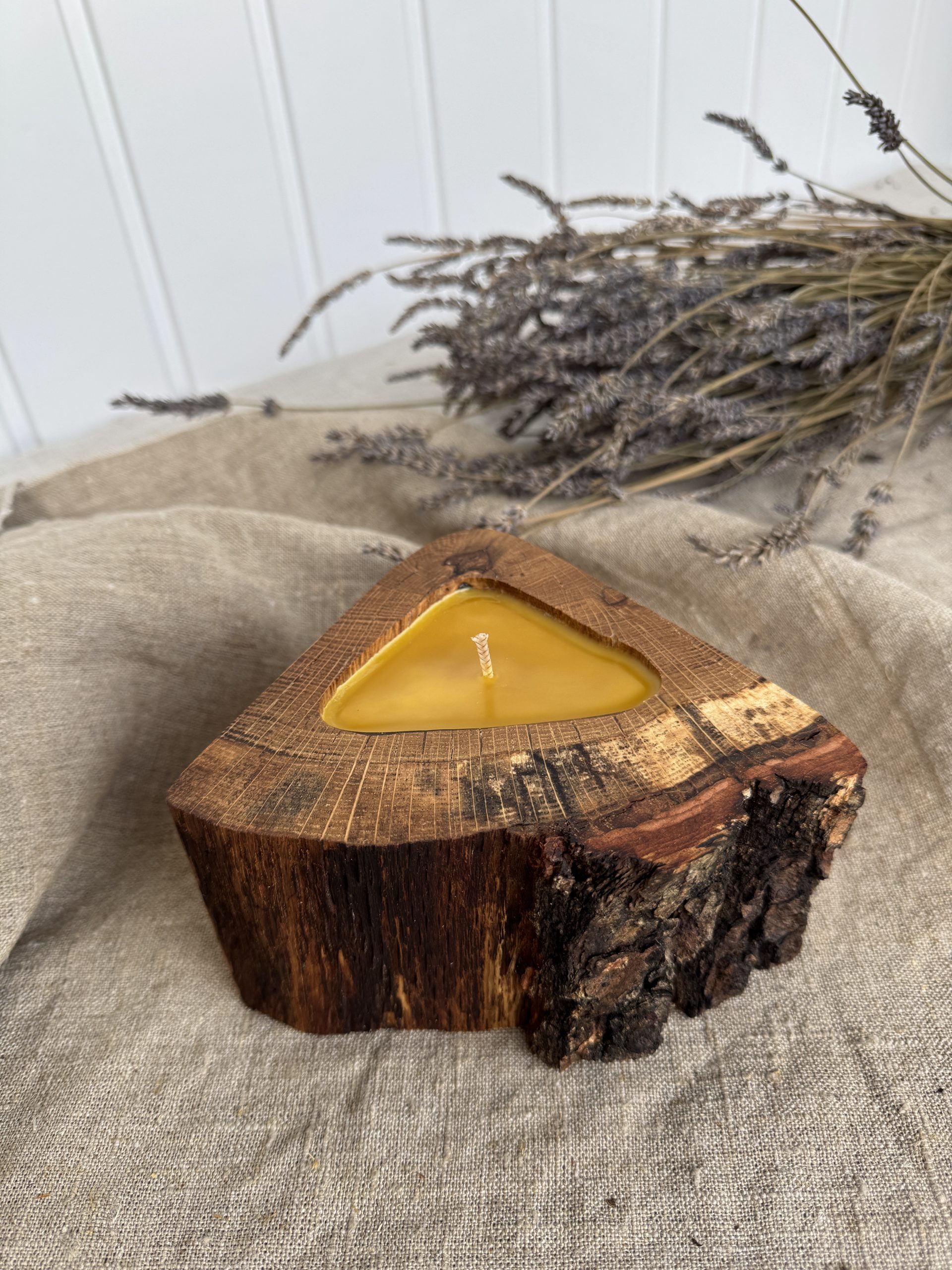 Natural beeswax candle